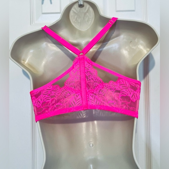 Auden The Radiant Plunge Coverage Push-Up Bra Lace, Bright Pink, 34D, NWOT - Picture 2 of 6